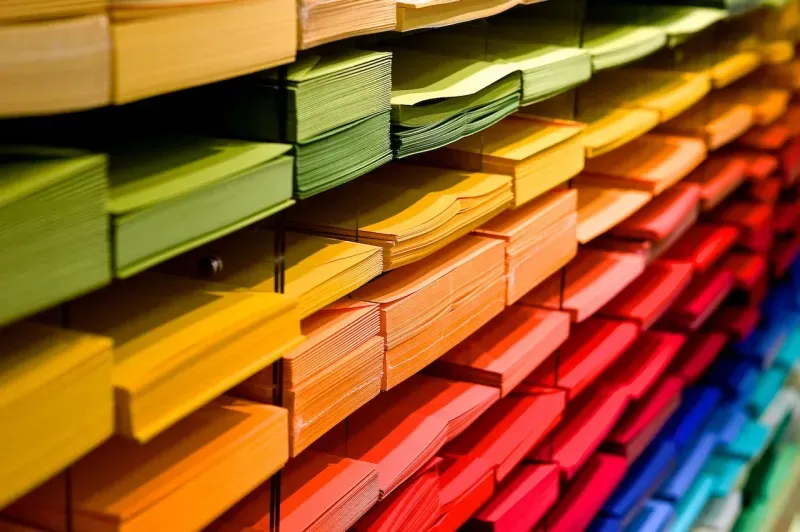 Many colored folders are shown